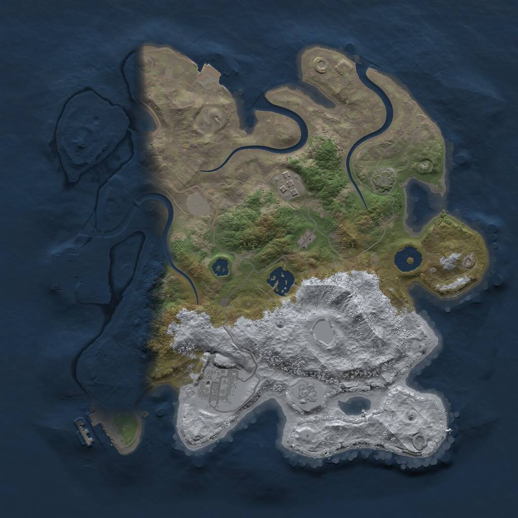 Rust Map: Procedural Map, Size: 3000, Seed: 32419, 8 Monuments