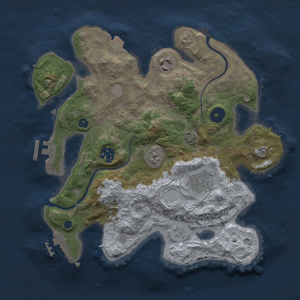 Rust Map: Procedural Map, Size: 3000, Seed: 32419, 9 Monuments