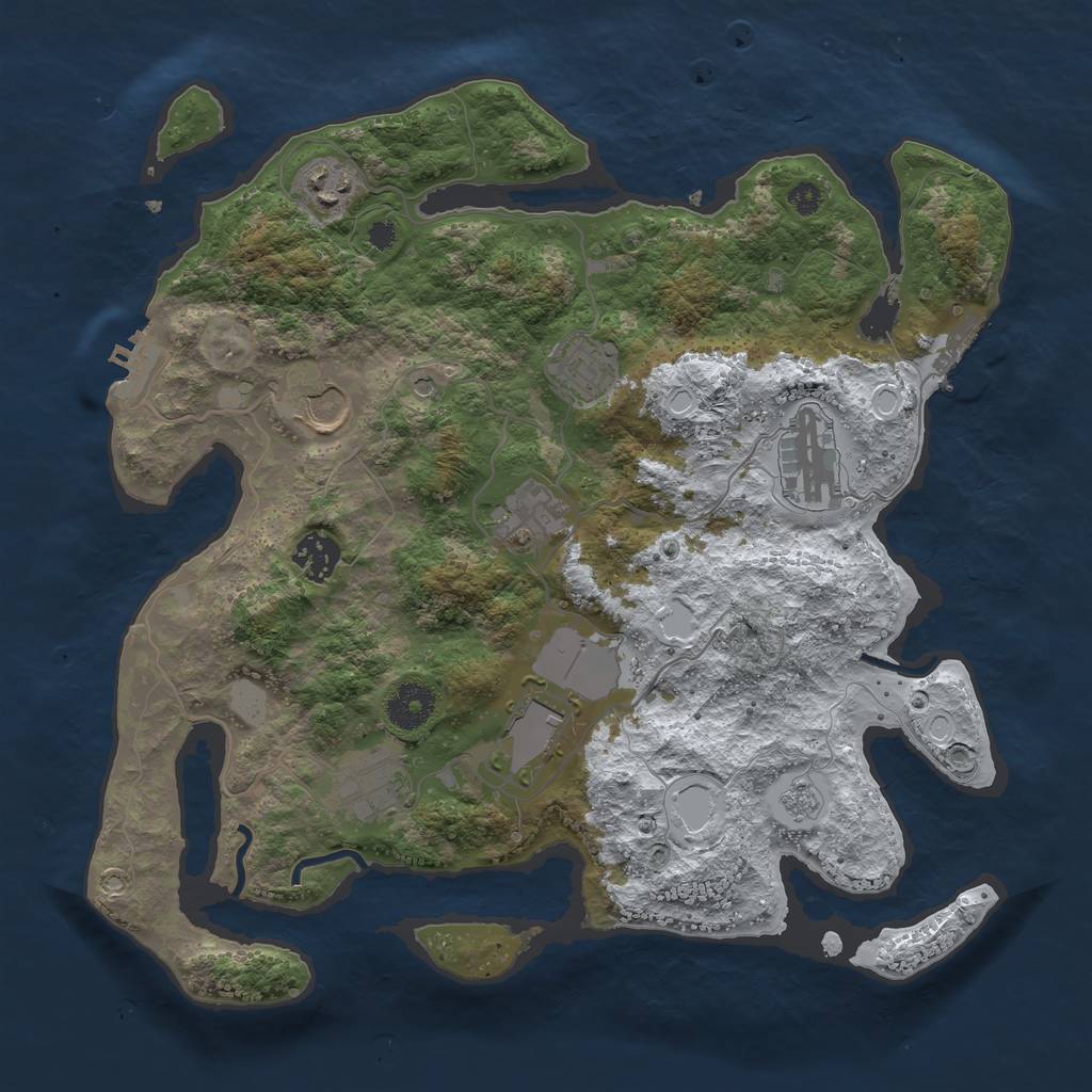 Rust Map: Procedural Map, Size: 3500, Seed: 1472363, 17 Monuments