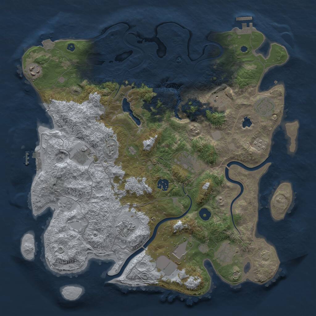 Rust Map: Procedural Map, Size: 4000, Seed: 210702499, 16 Monuments
