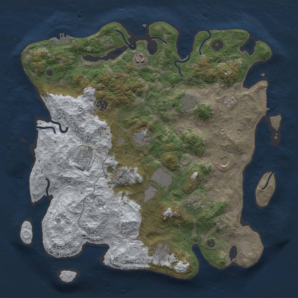 Rust Map: Procedural Map, Size: 4000, Seed: 210702499, 19 Monuments