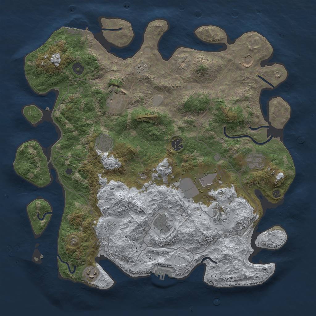 Rust Map: Procedural Map, Size: 4000, Seed: 2828727, 19 Monuments