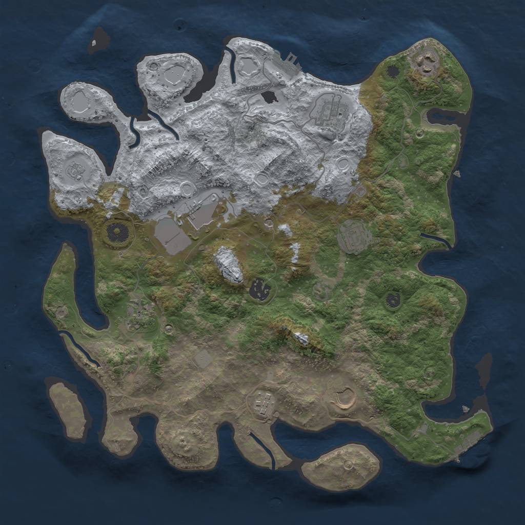 Rust Map: Procedural Map, Size: 3700, Seed: 406816012, 15 Monuments