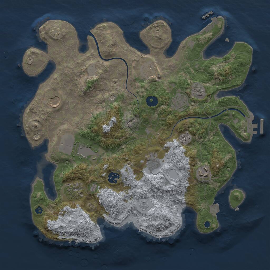 Rust Map: Procedural Map, Size: 3550, Seed: 555538, 15 Monuments