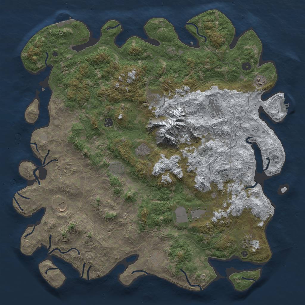 Rust Map: Procedural Map, Size: 5000, Seed: 1111, 20 Monuments