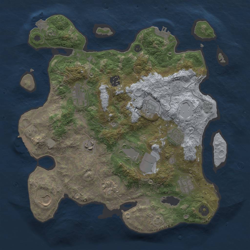 Rust Map: Procedural Map, Size: 3500, Seed: 2292841, 18 Monuments