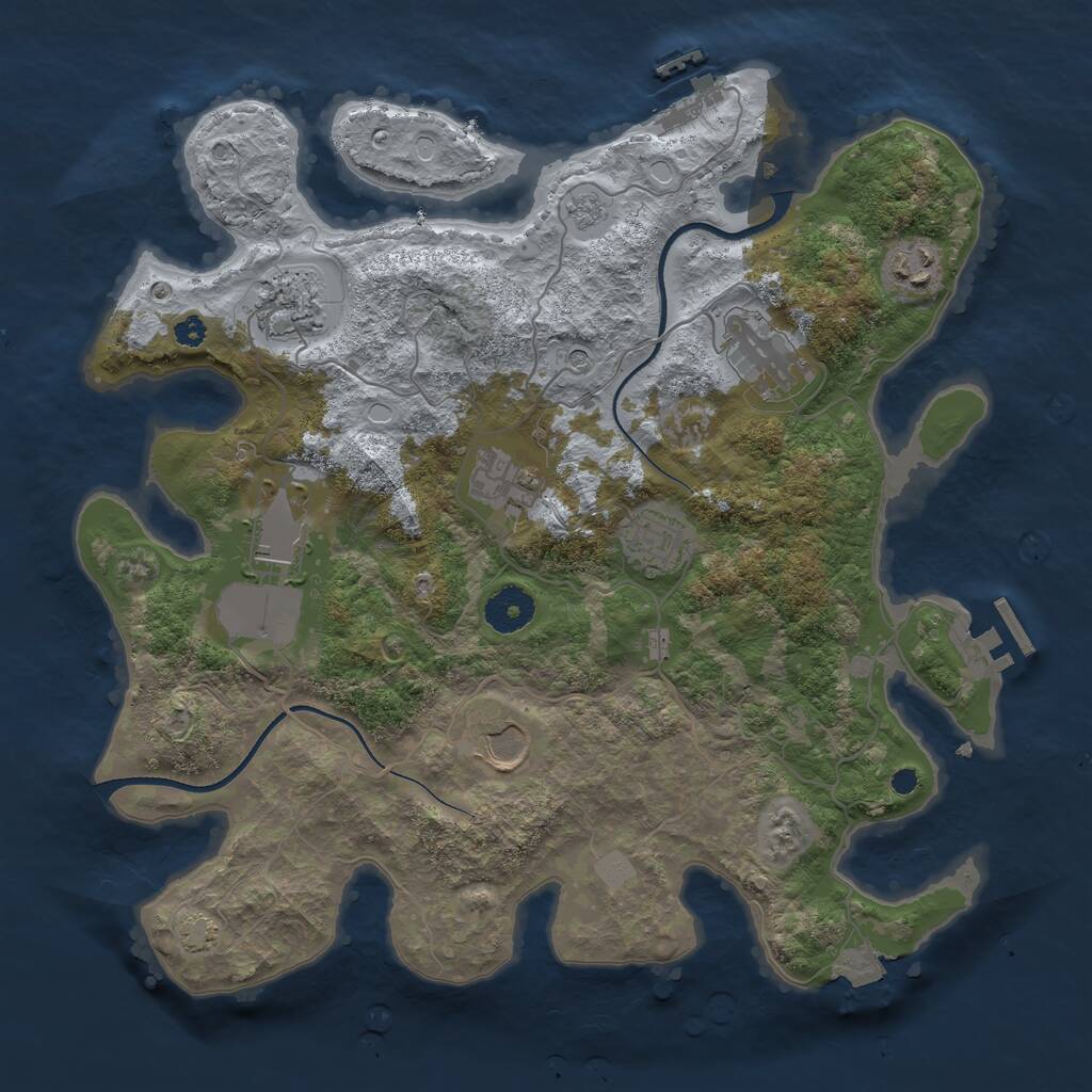 Rust Map: Procedural Map, Size: 3500, Seed: 962146262, 13 Monuments