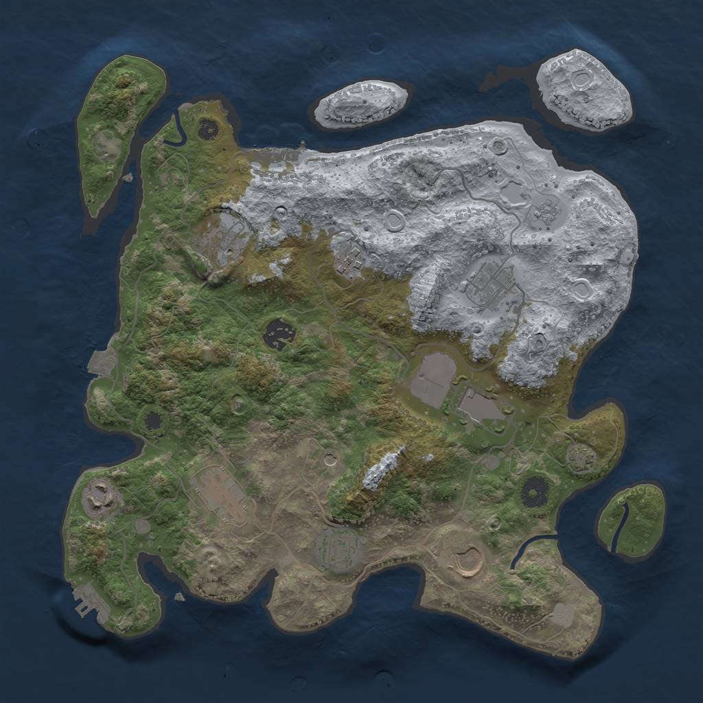 Rust Map: Procedural Map, Size: 3500, Seed: 2816401, 17 Monuments