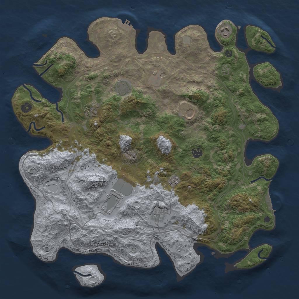 Rust Map: Procedural Map, Size: 4250, Seed: 671825243, 16 Monuments