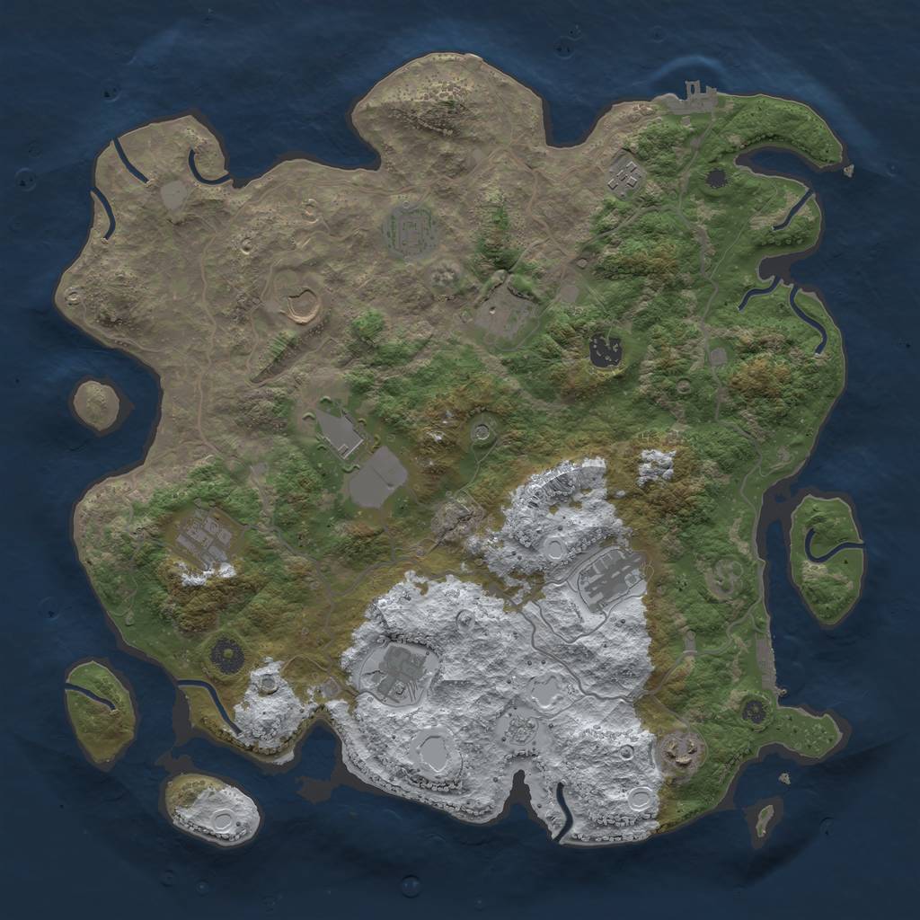 Rust Map: Procedural Map, Size: 4000, Seed: 3211, 19 Monuments