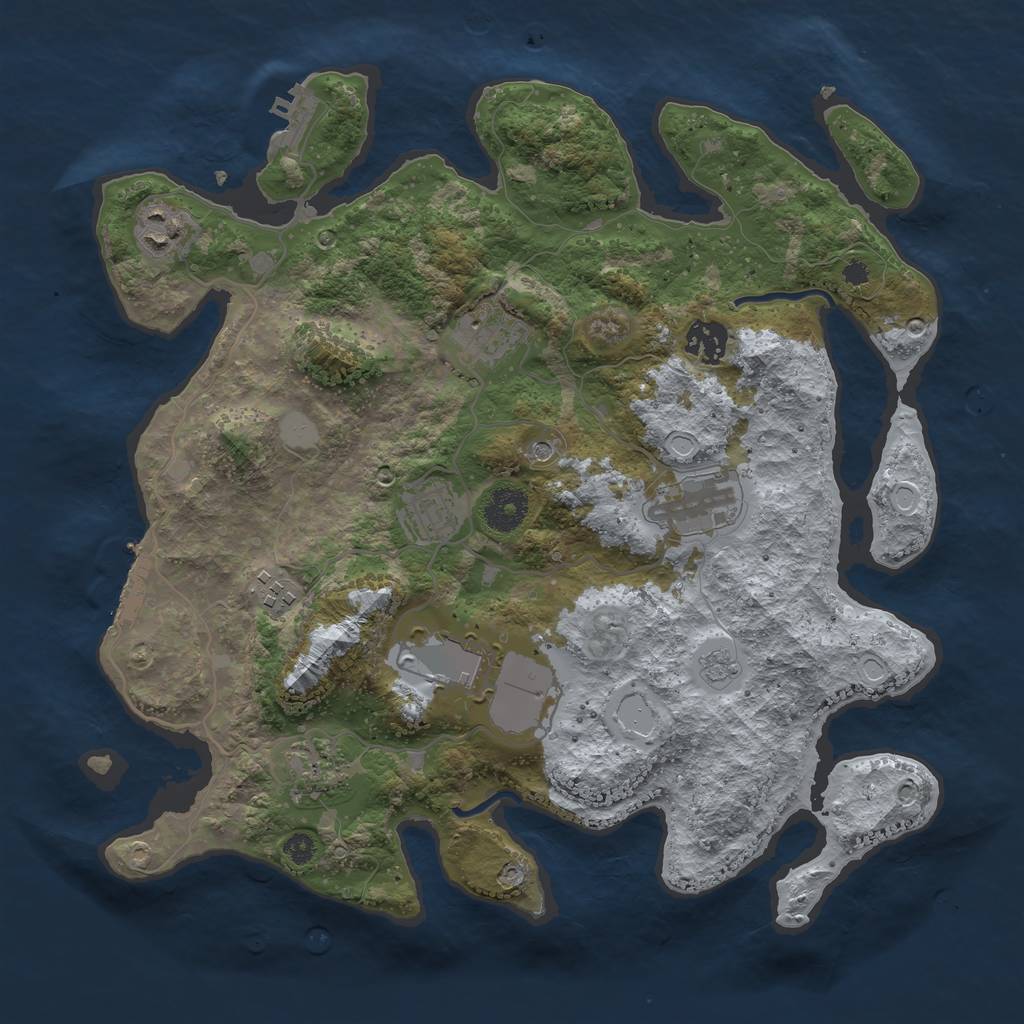 Rust Map: Procedural Map, Size: 3500, Seed: 1830354, 15 Monuments