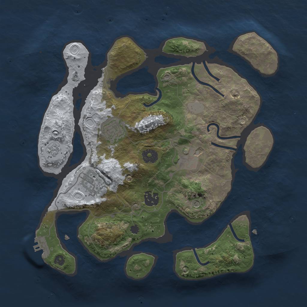 Rust Map: Procedural Map, Size: 3000, Seed: 524035, 12 Monuments