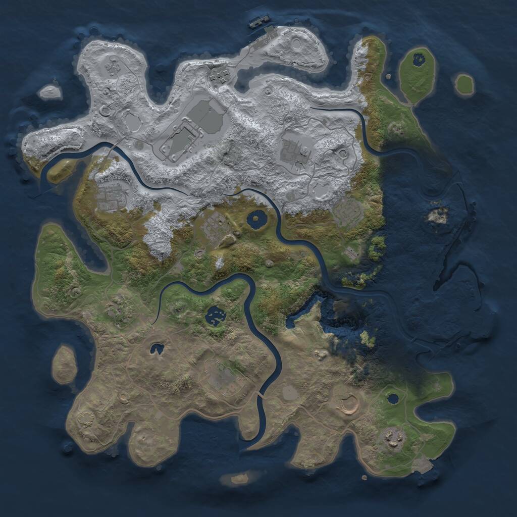 Rust Map: Procedural Map, Size: 4000, Seed: 23958, 17 Monuments
