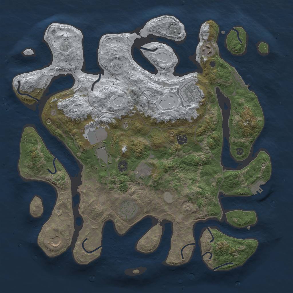 Rust Map: Procedural Map, Size: 4000, Seed: 23958, 17 Monuments