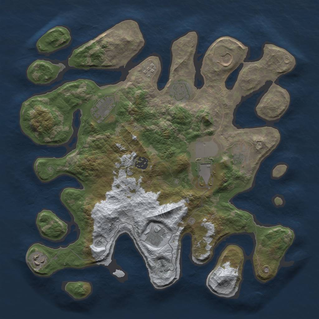 Rust Map: Barren, Size: 3700, Seed: 923652634, 12 Monuments