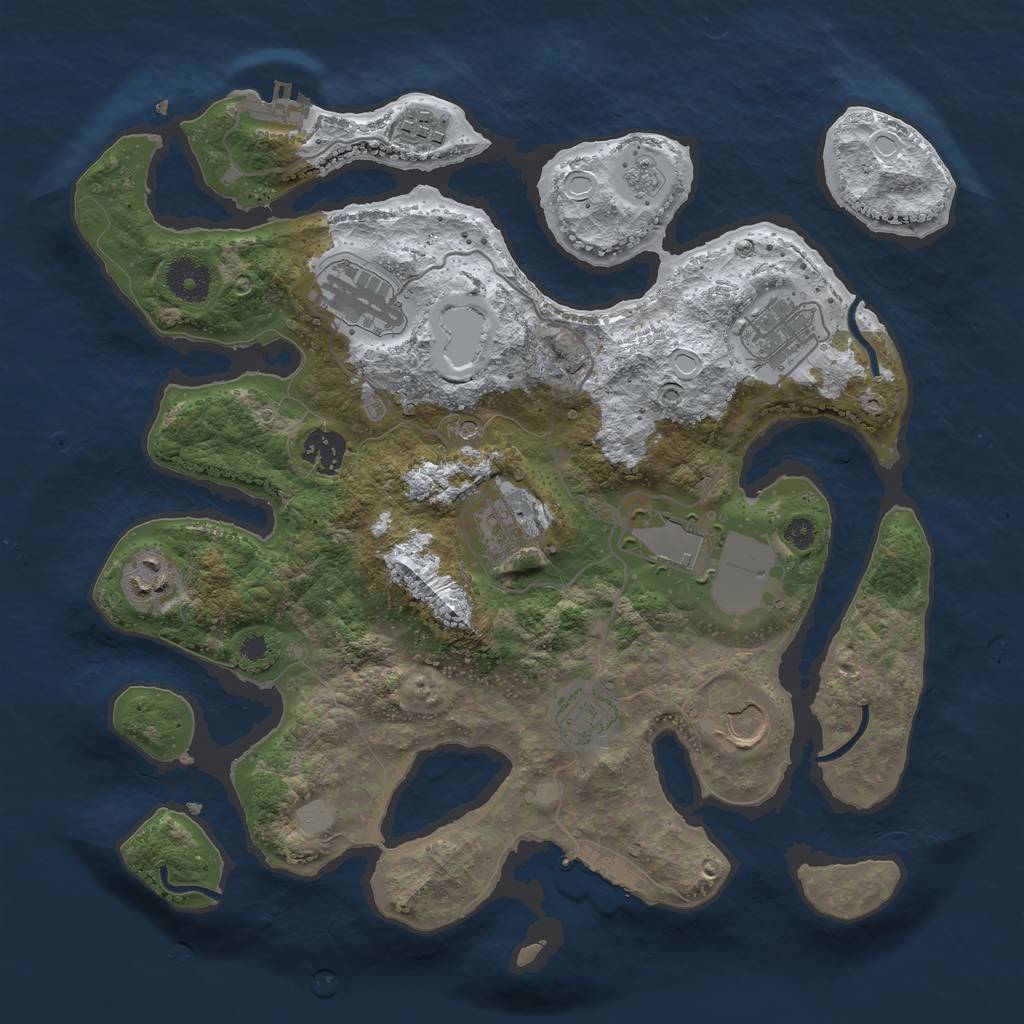 Rust Map: Procedural Map, Size: 3500, Seed: 3534716, 18 Monuments