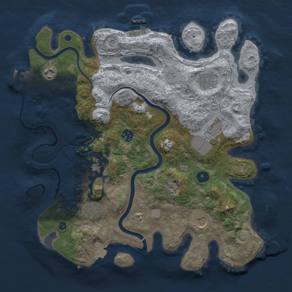 Rust Map: Procedural Map, Size: 3700, Seed: 2435557, 14 Monuments