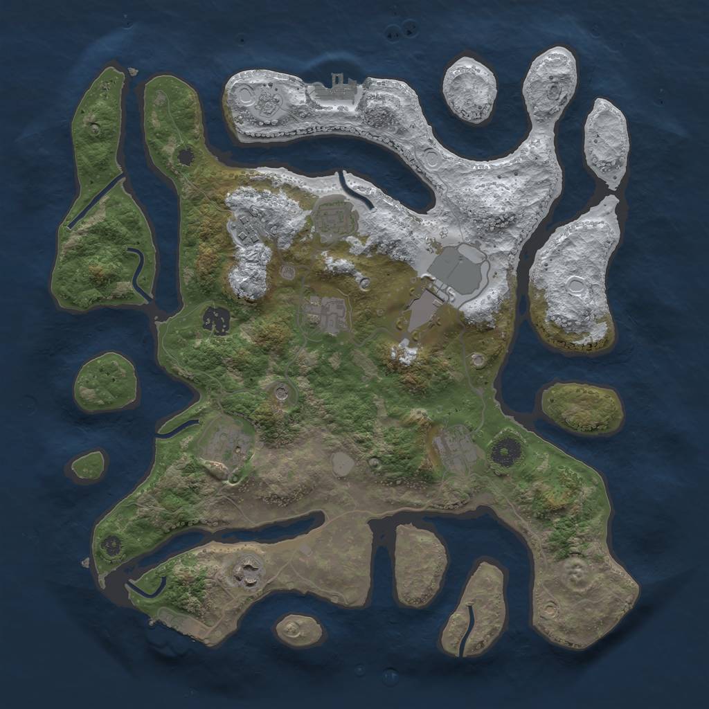 Rust Map: Procedural Map, Size: 3700, Seed: 2435557, 17 Monuments