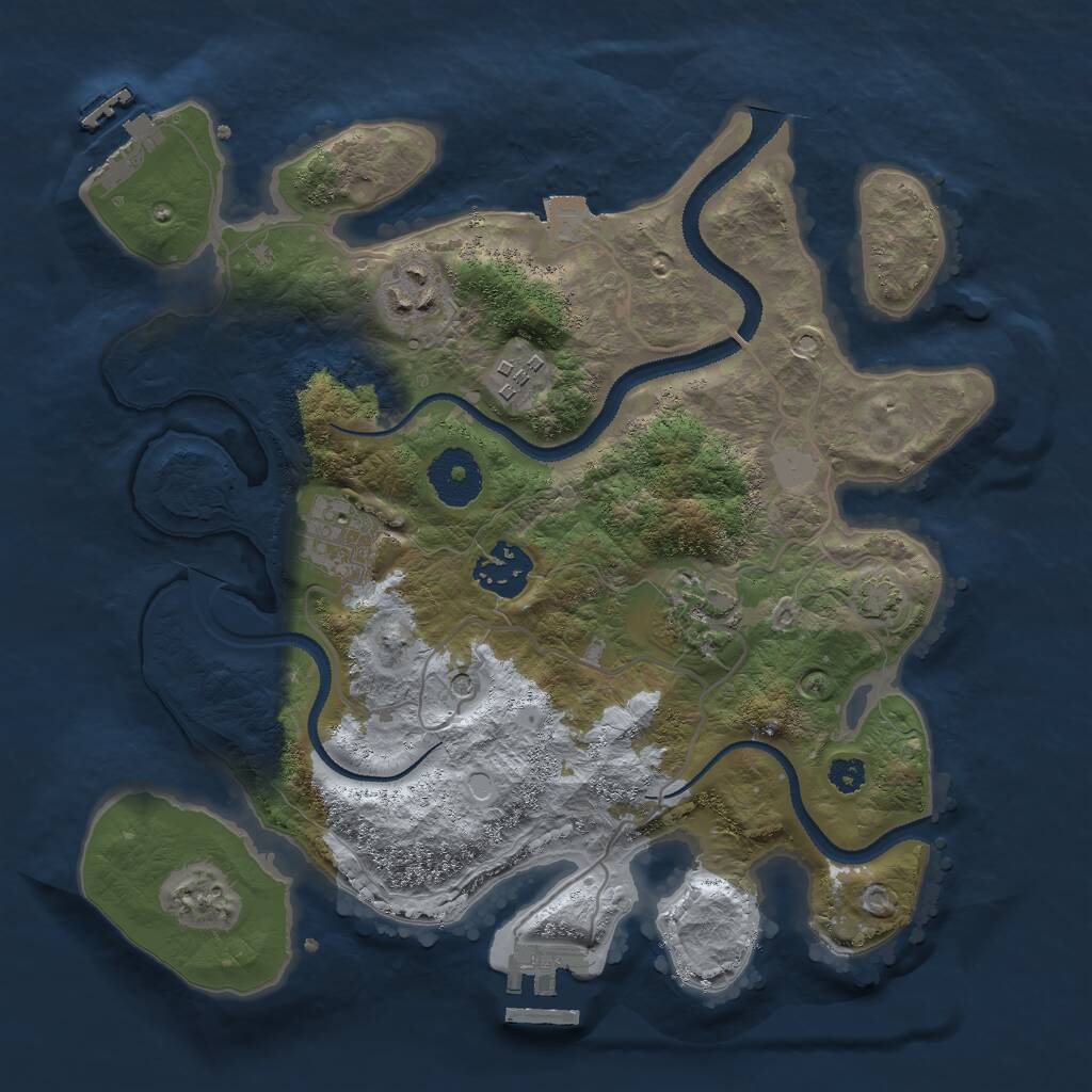 Rust Map: Procedural Map, Size: 3000, Seed: 24336, 10 Monuments