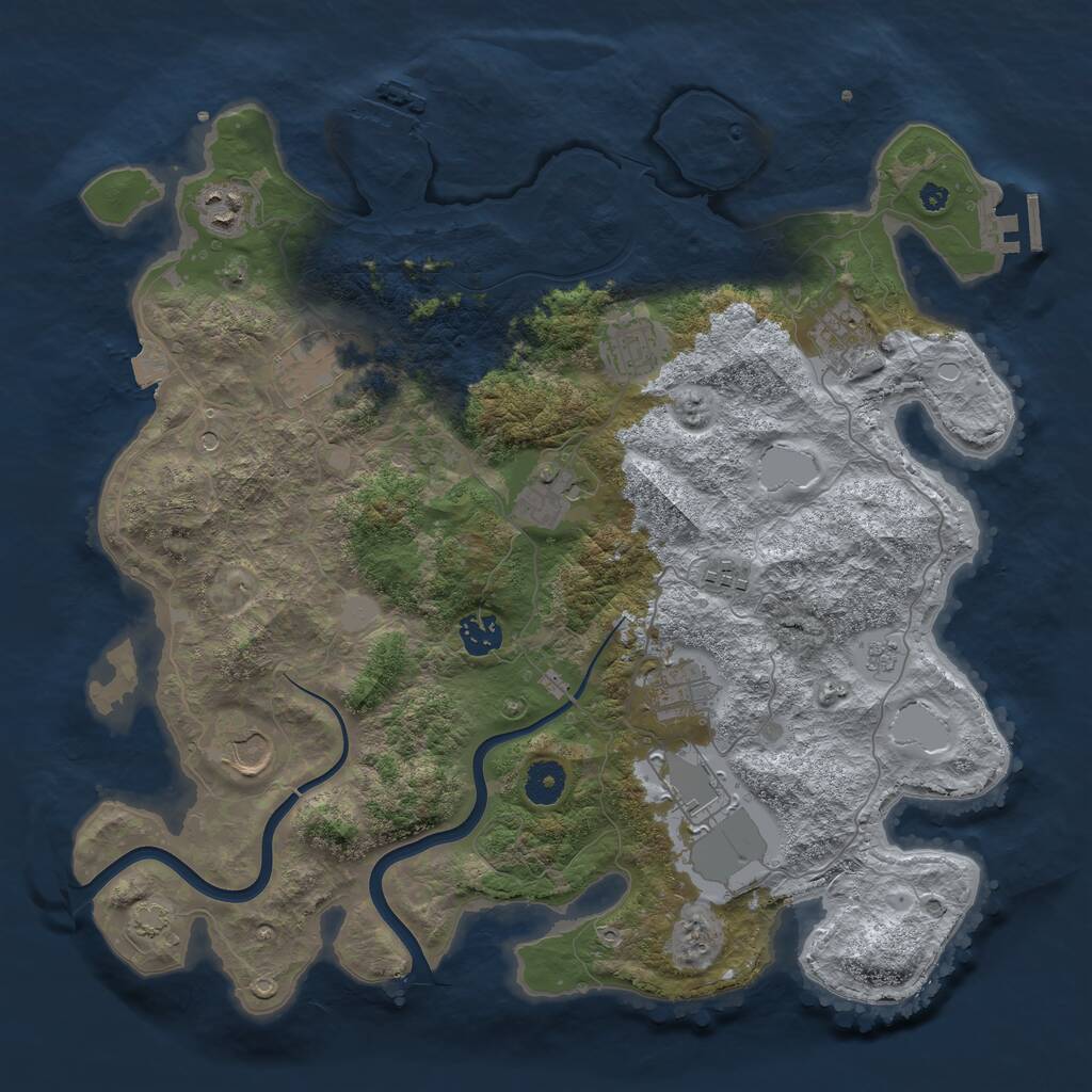 Rust Map: Procedural Map, Size: 3850, Seed: 1689803552, 16 Monuments