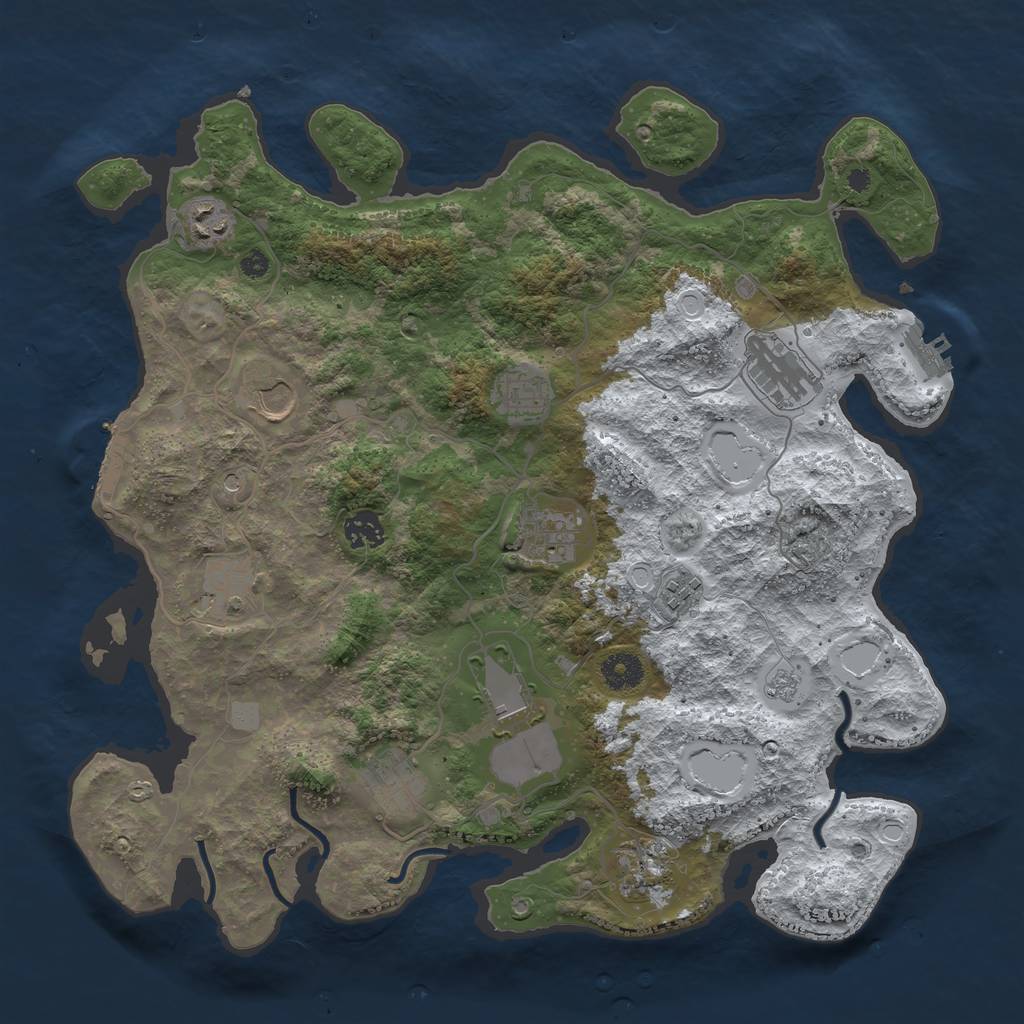 Rust Map: Procedural Map, Size: 3850, Seed: 1689803552, 20 Monuments