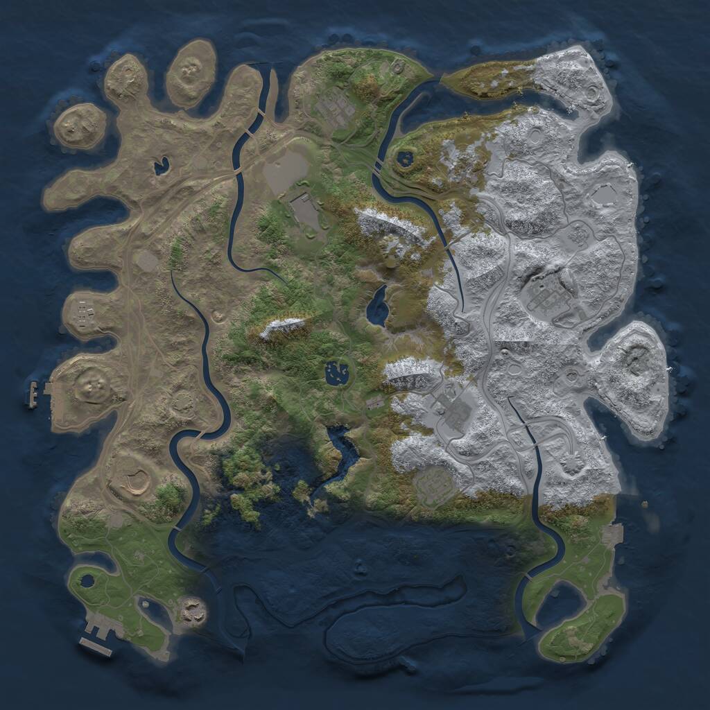 Rust Map: Procedural Map, Size: 4250, Seed: 21606, 16 Monuments