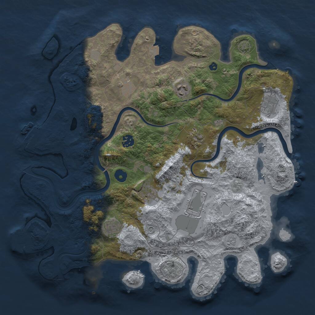 Rust Map: Procedural Map, Size: 3800, Seed: 1832984924, 14 Monuments