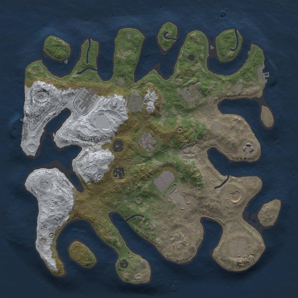 Rust Map: Procedural Map, Size: 3700, Seed: 1752280723, 19 Monuments