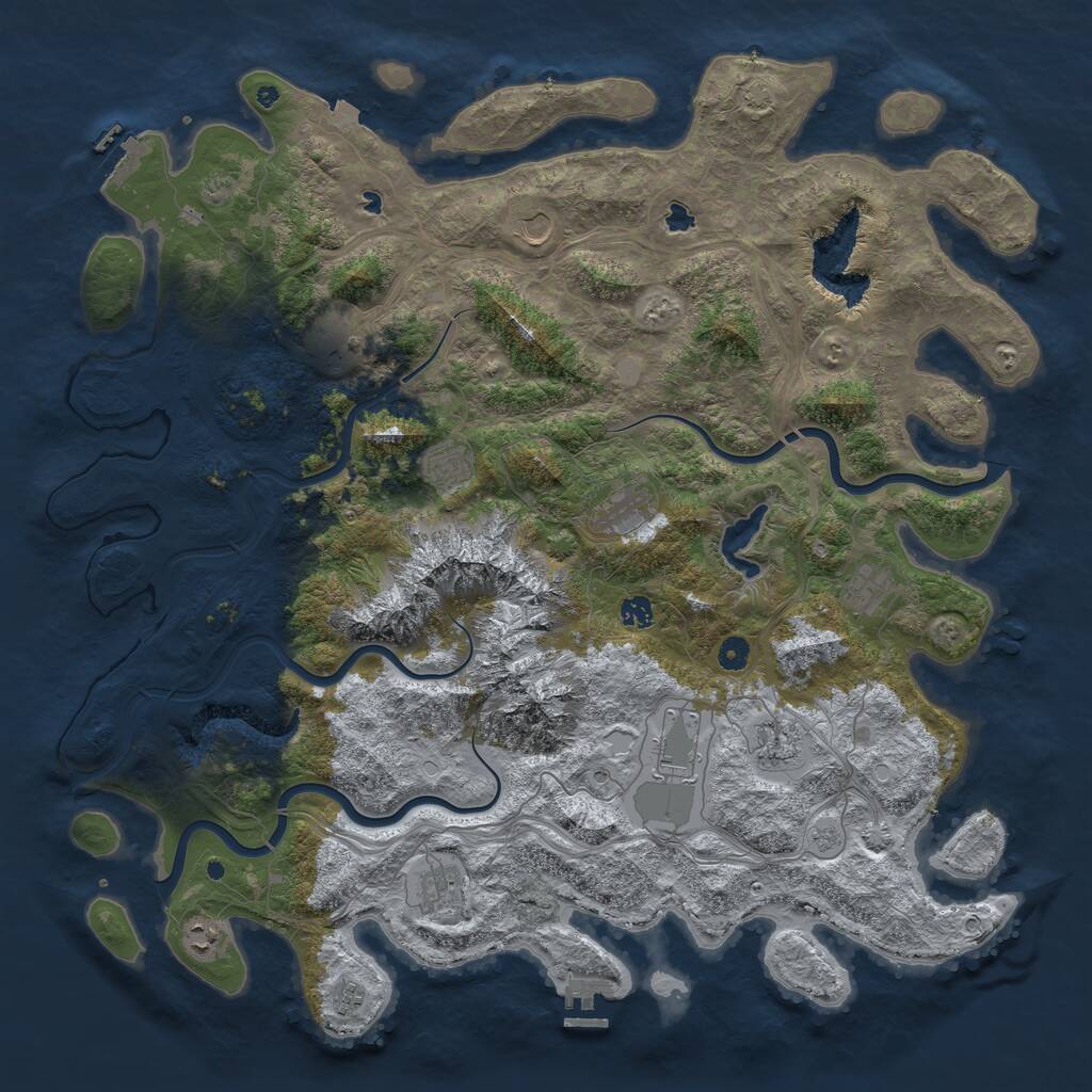 Rust Map: Procedural Map, Size: 5000, Seed: 35574, 17 Monuments