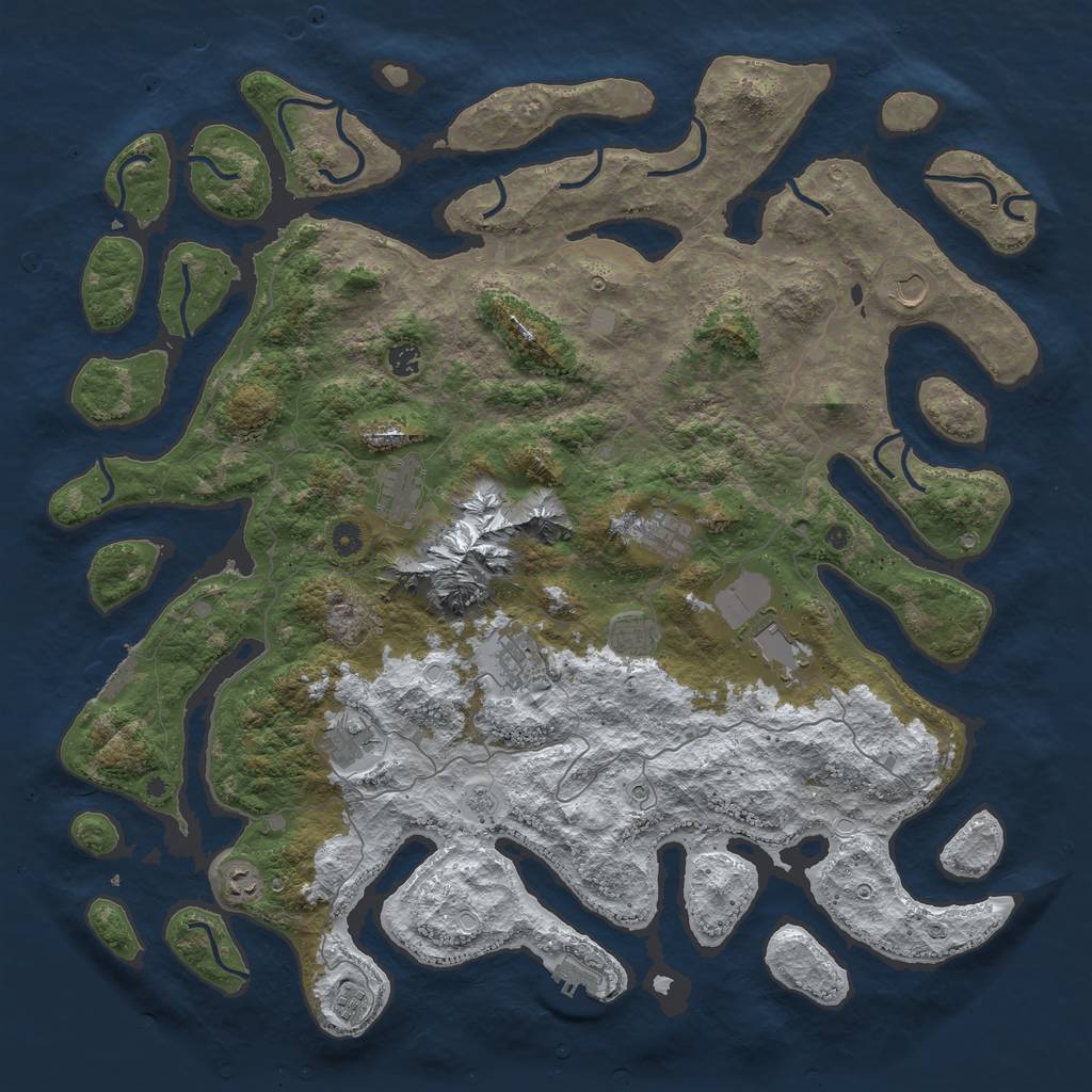 Rust Map: Procedural Map, Size: 5000, Seed: 35574, 19 Monuments