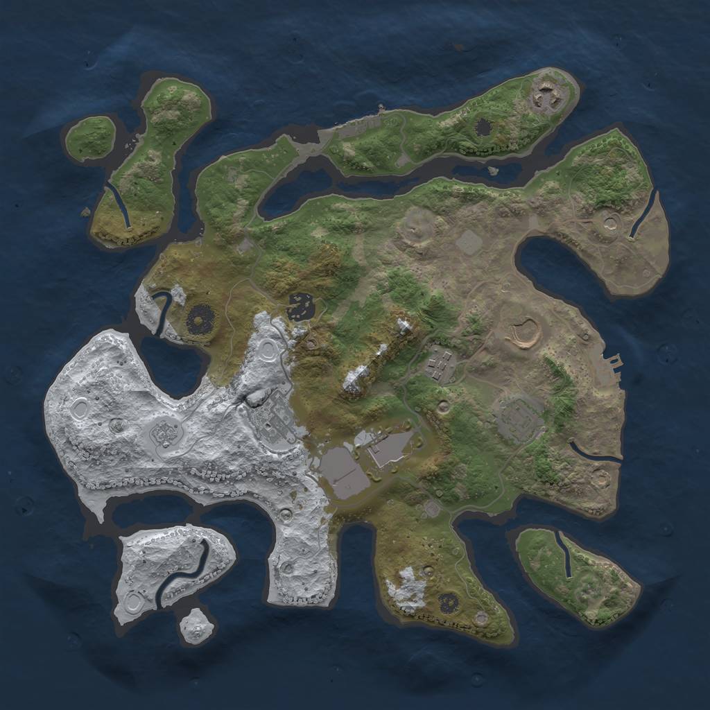 Rust Map: Procedural Map, Size: 3550, Seed: 703766, 16 Monuments