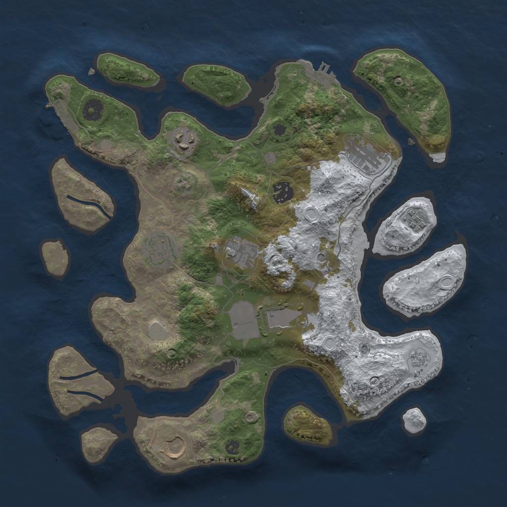 Rust Map: Procedural Map, Size: 3500, Seed: 6692, 17 Monuments