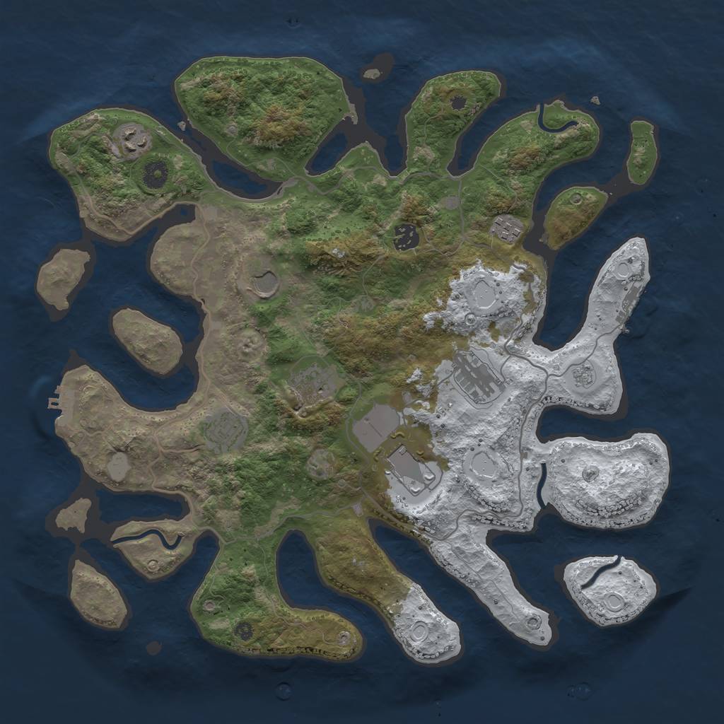 Rust Map: Procedural Map, Size: 4000, Seed: 500500, 16 Monuments