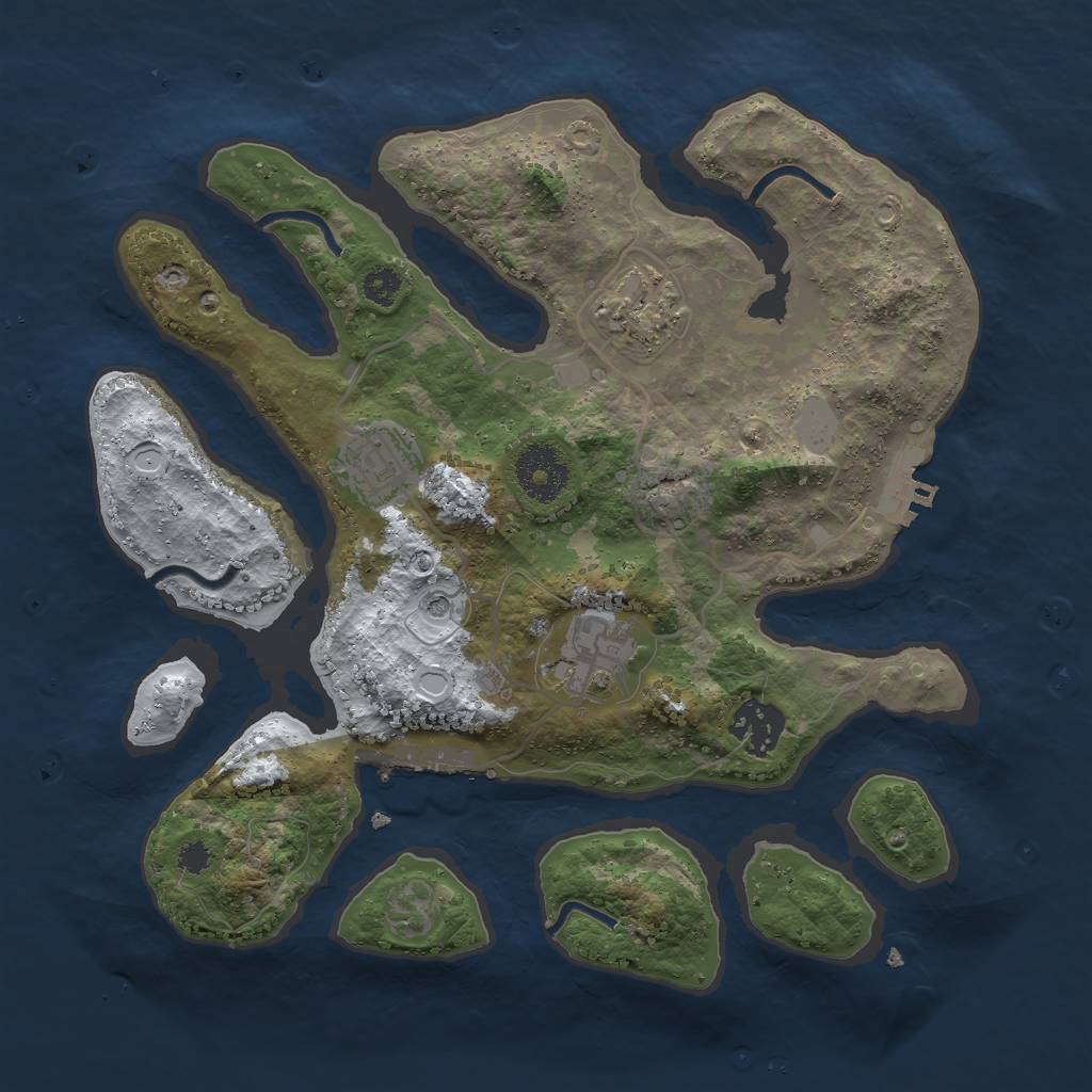 Rust Map: Procedural Map, Size: 3000, Seed: 1201273395, 12 Monuments