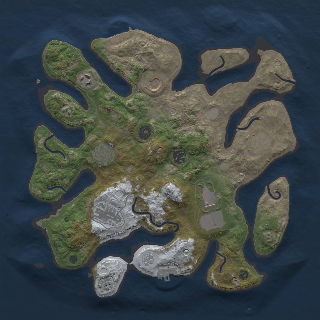 Rust Map: Procedural Map, Size: 3500, Seed: 118380196, 17 Monuments
