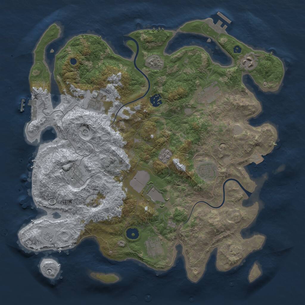 Rust Map: Procedural Map, Size: 3750, Seed: 344593690, 15 Monuments
