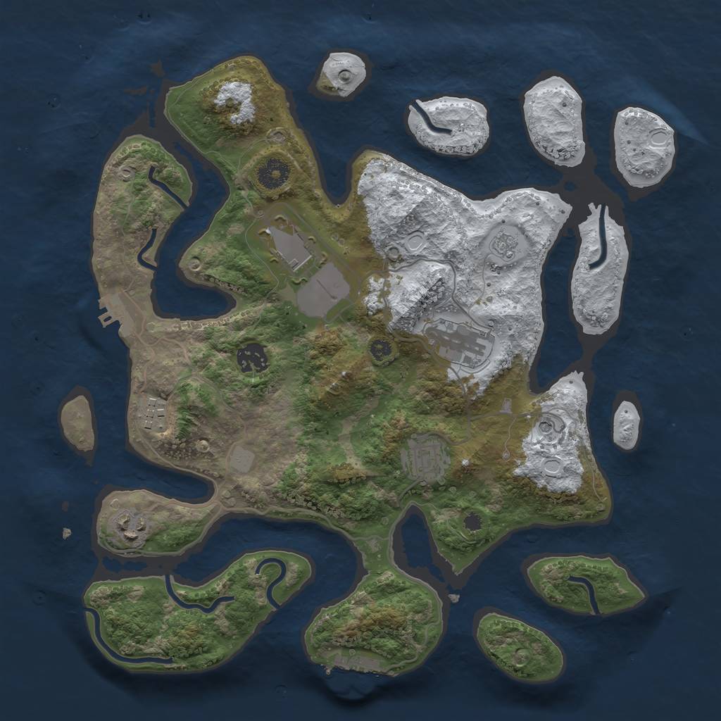 Rust Map: Procedural Map, Size: 3500, Seed: 1340868793, 15 Monuments