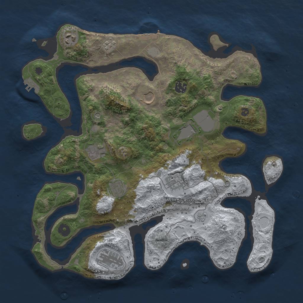 Rust Map: Procedural Map, Size: 3700, Seed: 1402816862, 18 Monuments