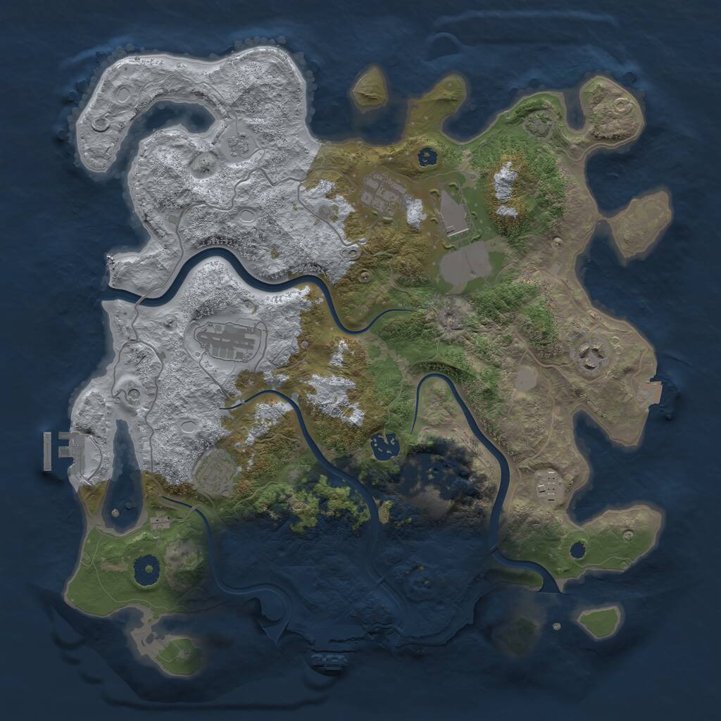 Rust Map: Procedural Map, Size: 3750, Seed: 35895, 14 Monuments