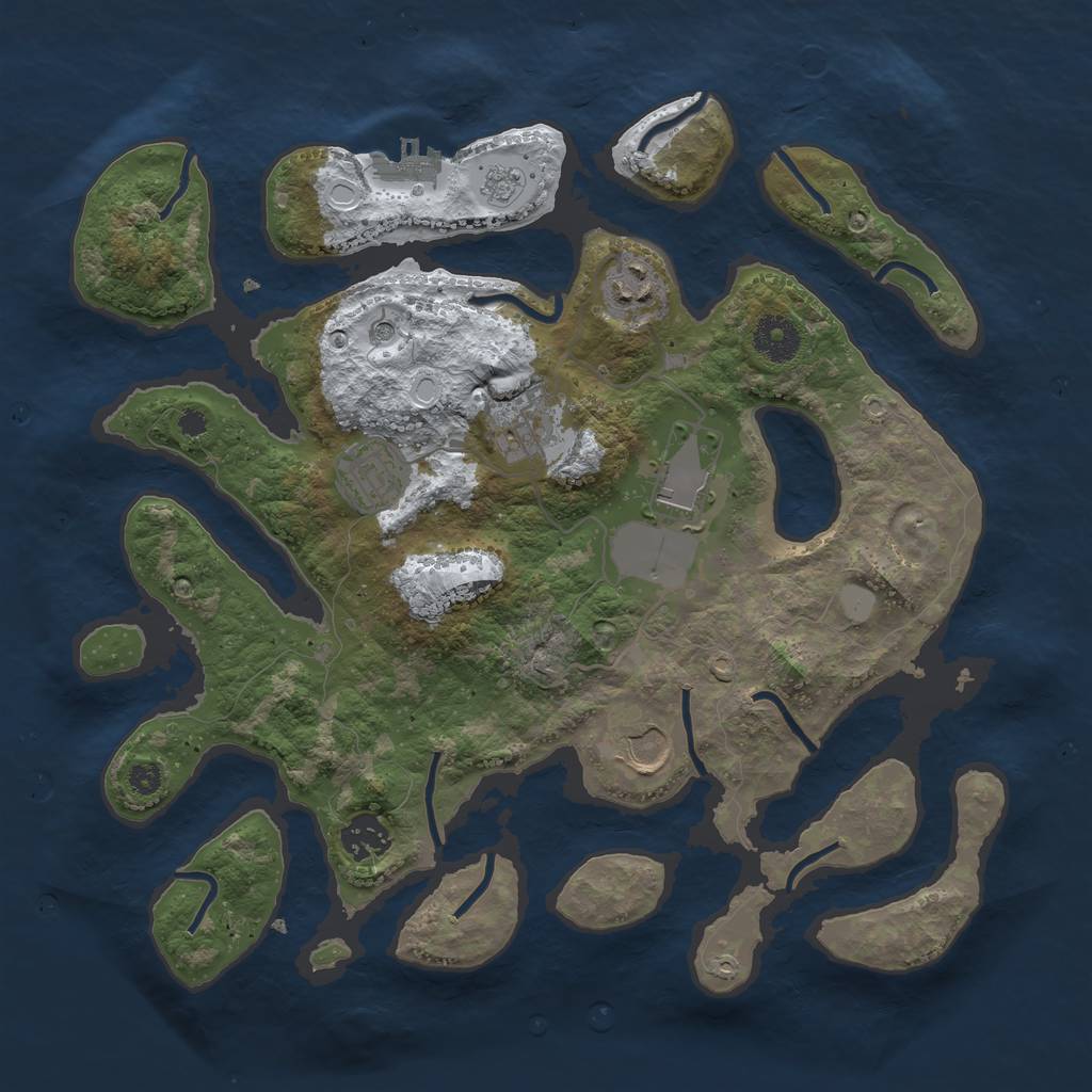 Rust Map: Procedural Map, Size: 3500, Seed: 4844094, 14 Monuments