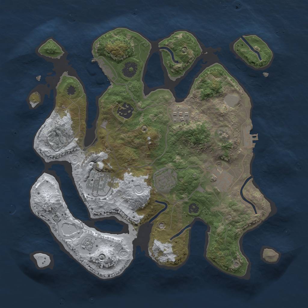 Rust Map: Procedural Map, Size: 3000, Seed: 1282984074, 13 Monuments