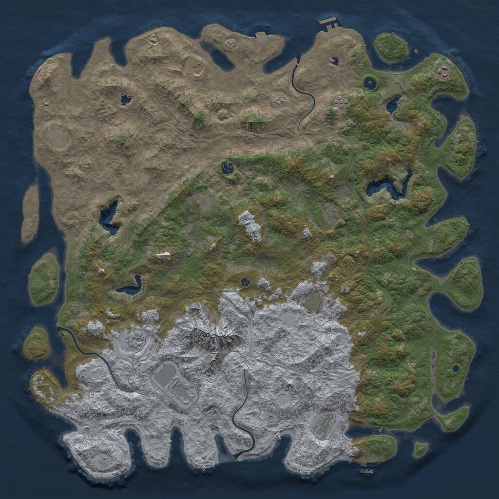 Rust Map: Procedural Map, Size: 6000, Seed: 271873462, 17 Monuments