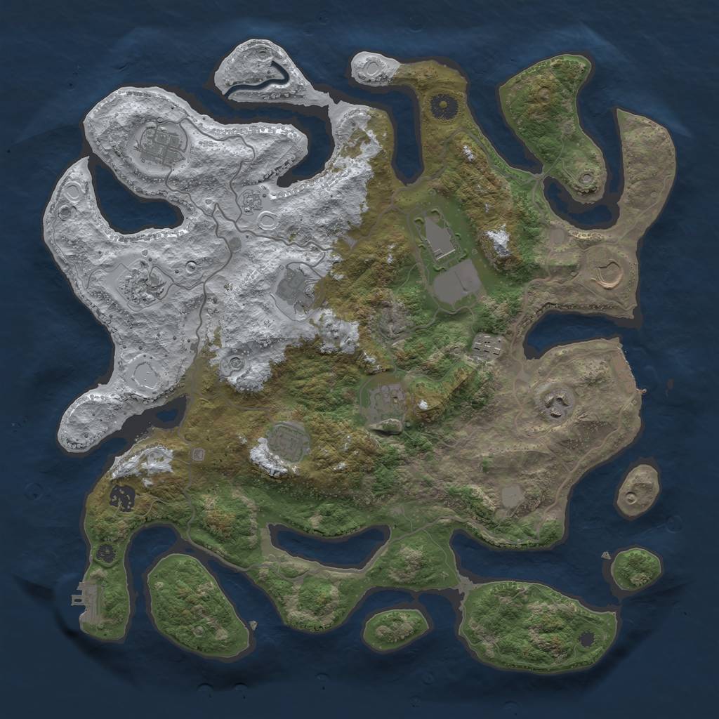 Rust Map: Procedural Map, Size: 4000, Seed: 3570021, 19 Monuments