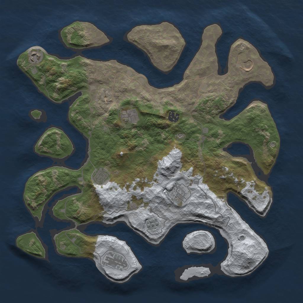Rust Map: Barren, Size: 4000, Seed: 9811354, 11 Monuments