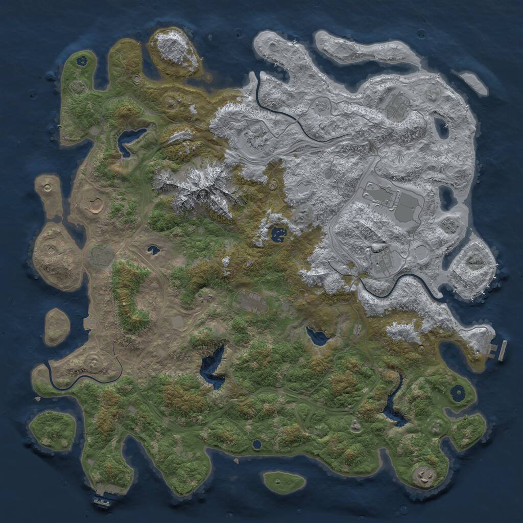 Rust Map: Procedural Map, Size: 5000, Seed: 18820837, 16 Monuments