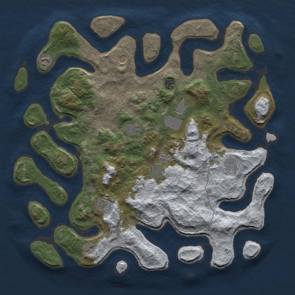 Rust Map: Barren, Size: 4500, Seed: 4266260, 12 Monuments