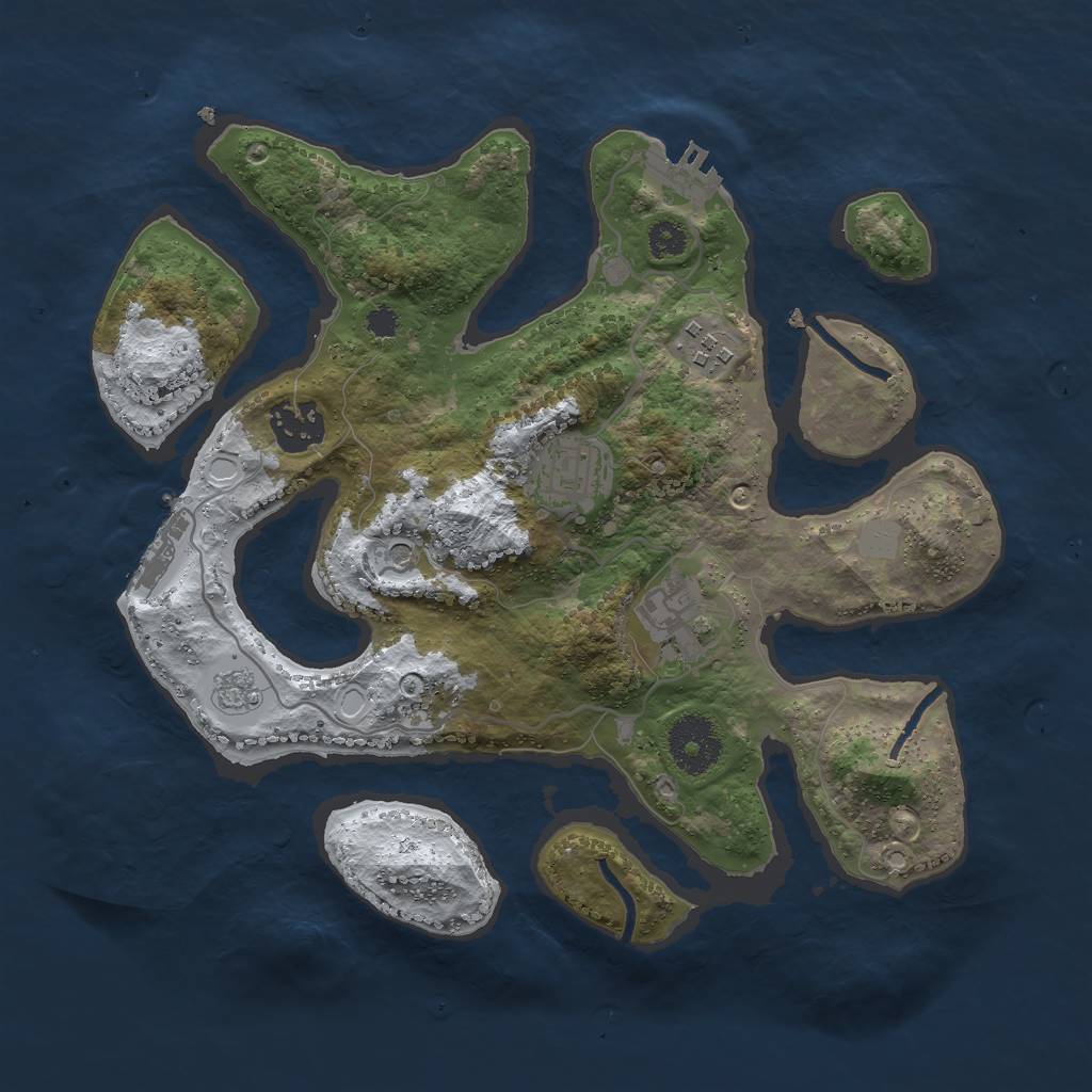 Rust Map: Procedural Map, Size: 3000, Seed: 682608, 13 Monuments