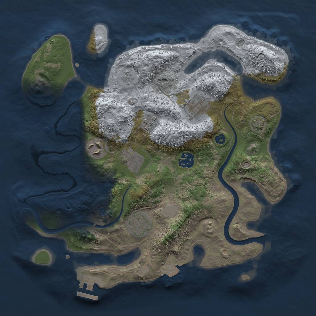 Rust Map: Procedural Map, Size: 3000, Seed: 642595, 11 Monuments