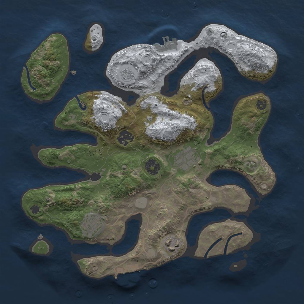 Rust Map: Procedural Map, Size: 3000, Seed: 642595, 12 Monuments