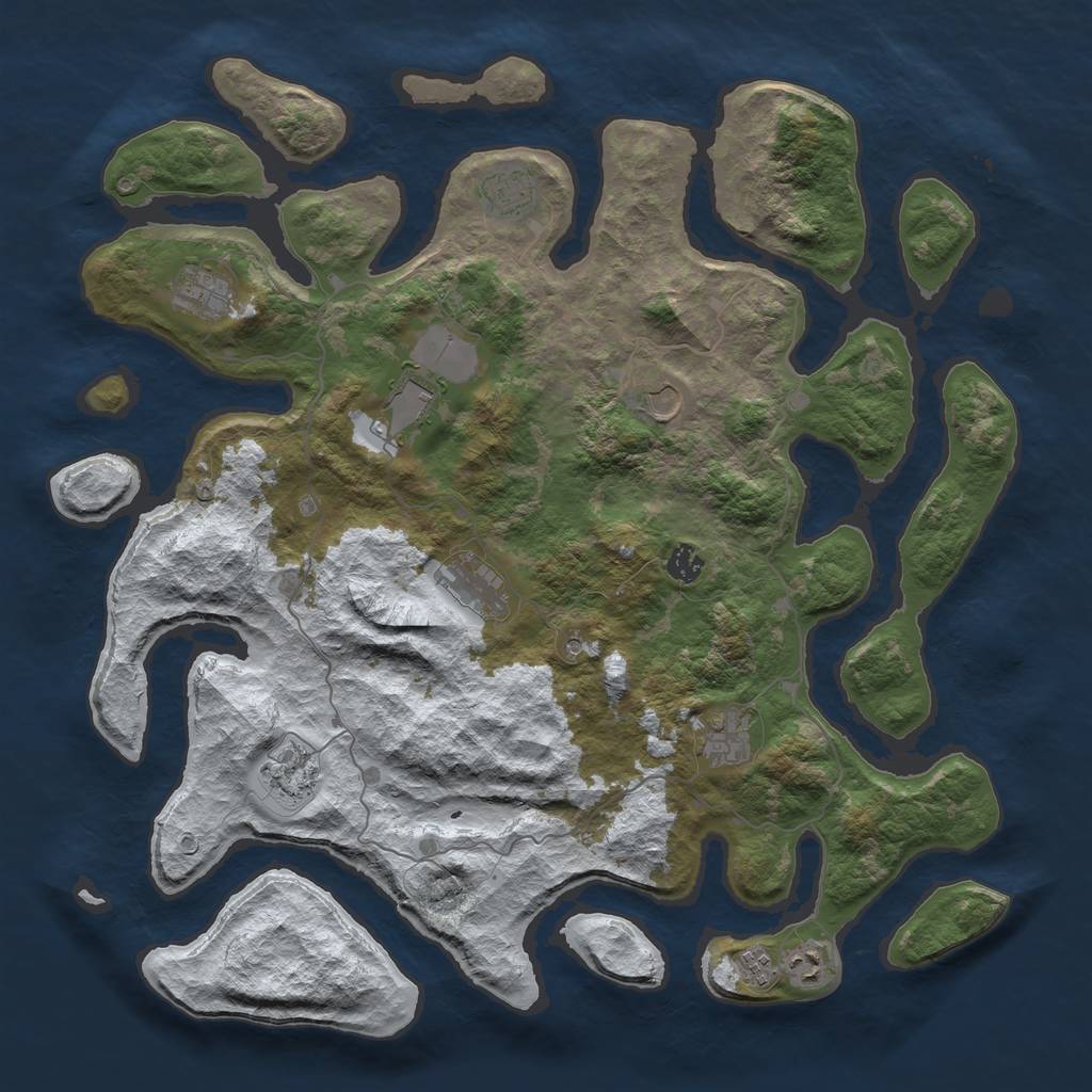 Rust Map: Barren, Size: 4500, Seed: 5962920, 13 Monuments